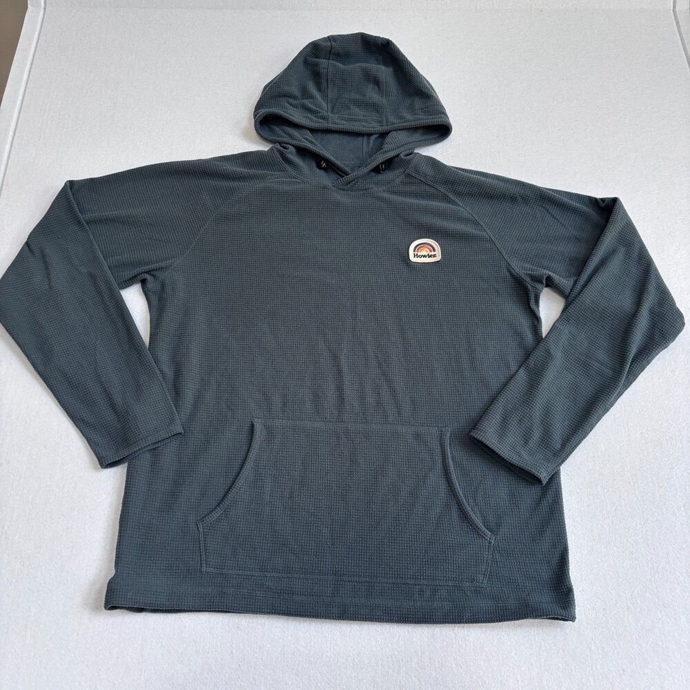 Howler Brothers Bros Palo Duro Fleece Hoodie Mens L Gray Rainbow Patch Fleece